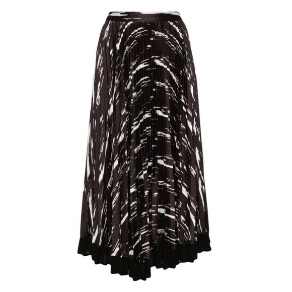 3.1 Phillip Lim Maxi Skirt Womens Size 0 Pleated Lined Abstract Wood Mocha NWT - Picture 2 of 9